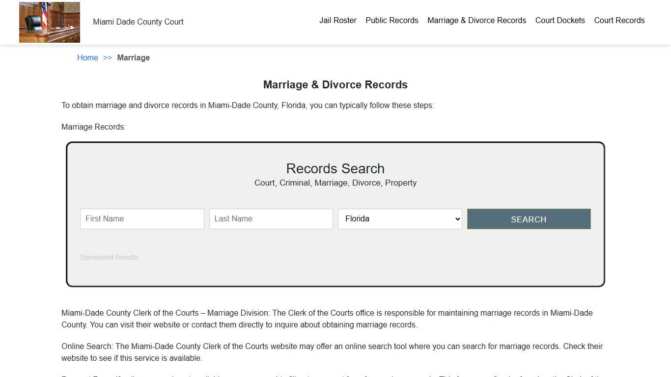 Marriage & Divorce Records | Miami Dade County Court